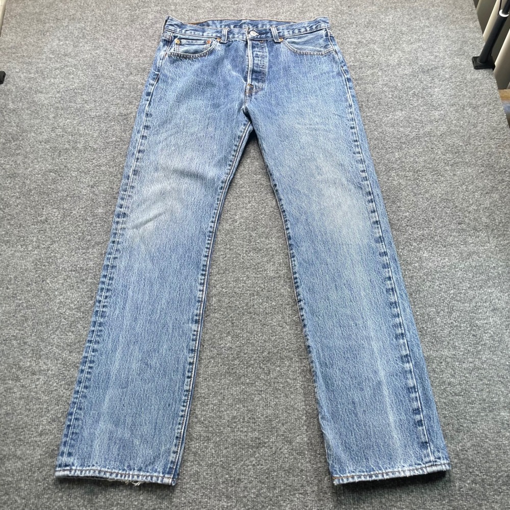 Levis Jeans Men's 33x34 Blue 501 Straight Leg Button Fly Denim